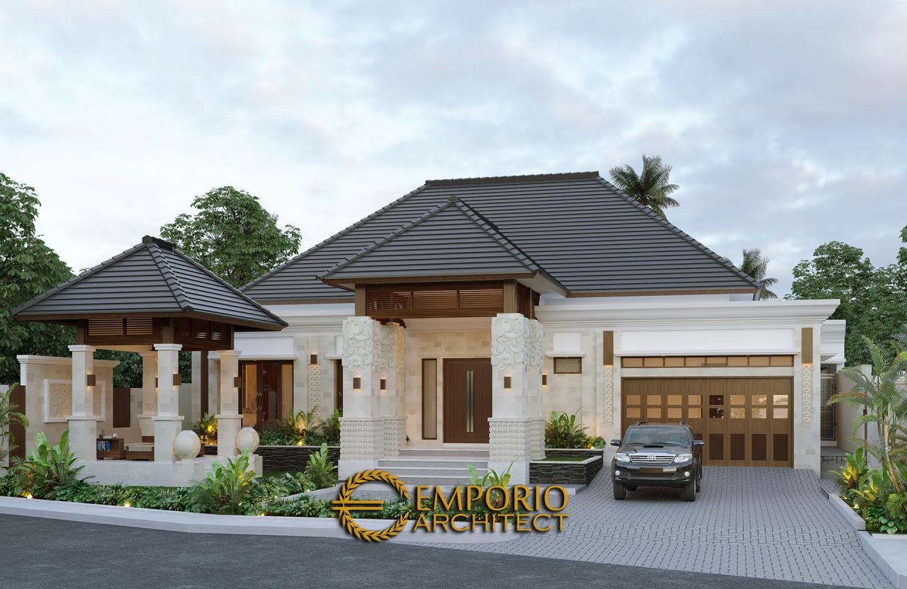 Desain Tampak Depan Tanpa Pagar Rumah Villa Bali 1 Lantai Bapak Ayat di Serang, Banten 1