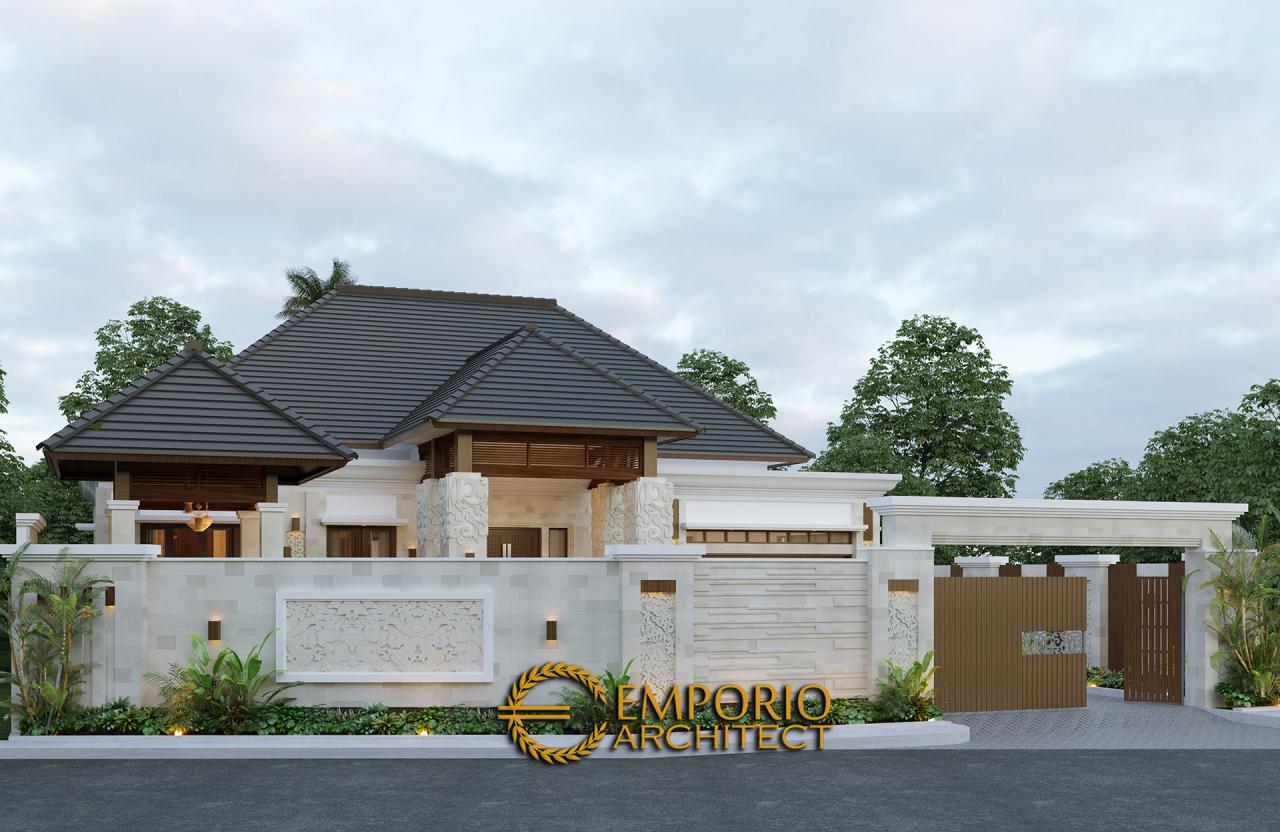 Desain Tampak Depan Dengan Pagar Rumah Villa Bali 1 Lantai Bapak Ayat di Serang, Banten 2