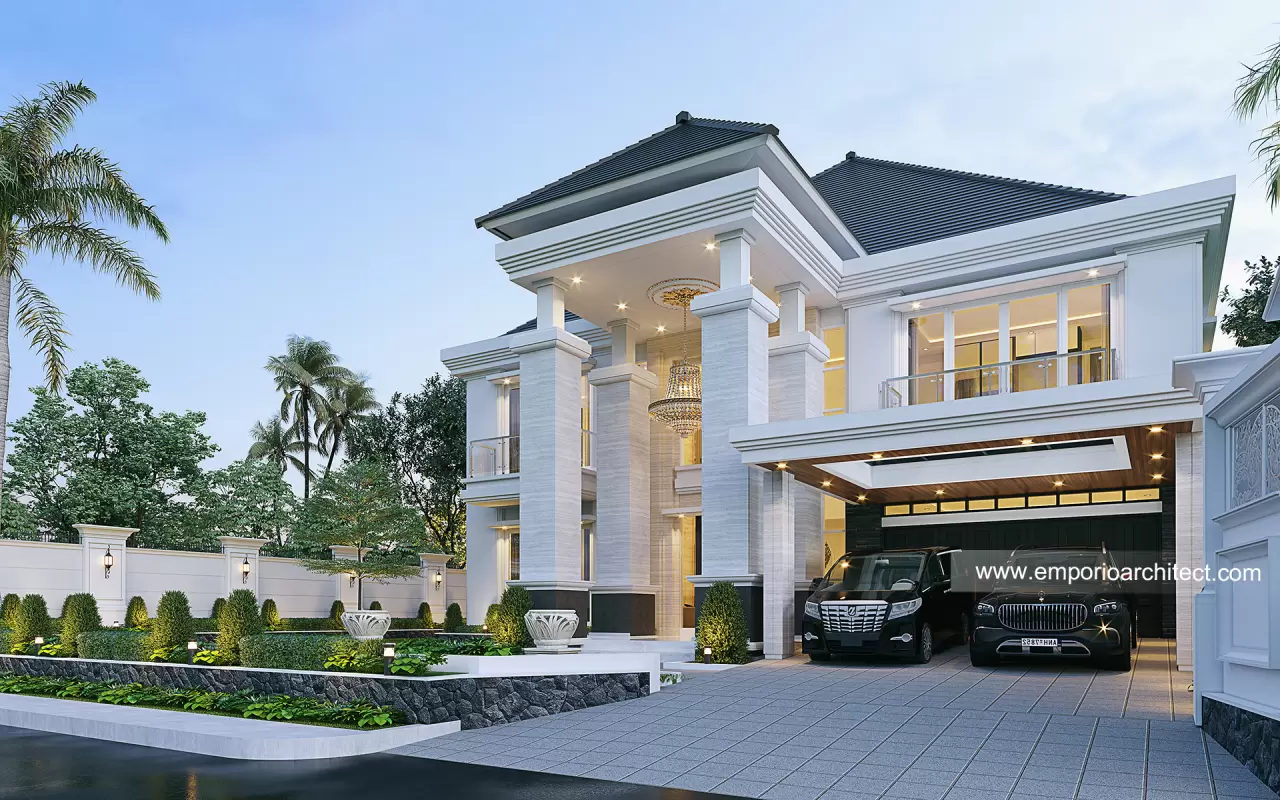 Desain Tampak Depan Kanan Rumah Villa Bali 2 Lantai Bapak Ferry di Pekanbaru, Riau 17668