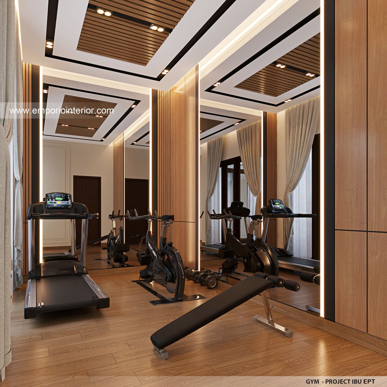 Desain Ruang Gym Rumah Villa Bali 2 Lantai Ibu EPT di Bintaro, Jakarta ...