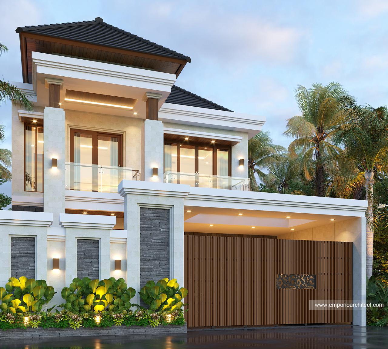 Desain Tampak Depan Dengan Pagar Rumah Villa Bali 2 Lantai Bapak NGS di