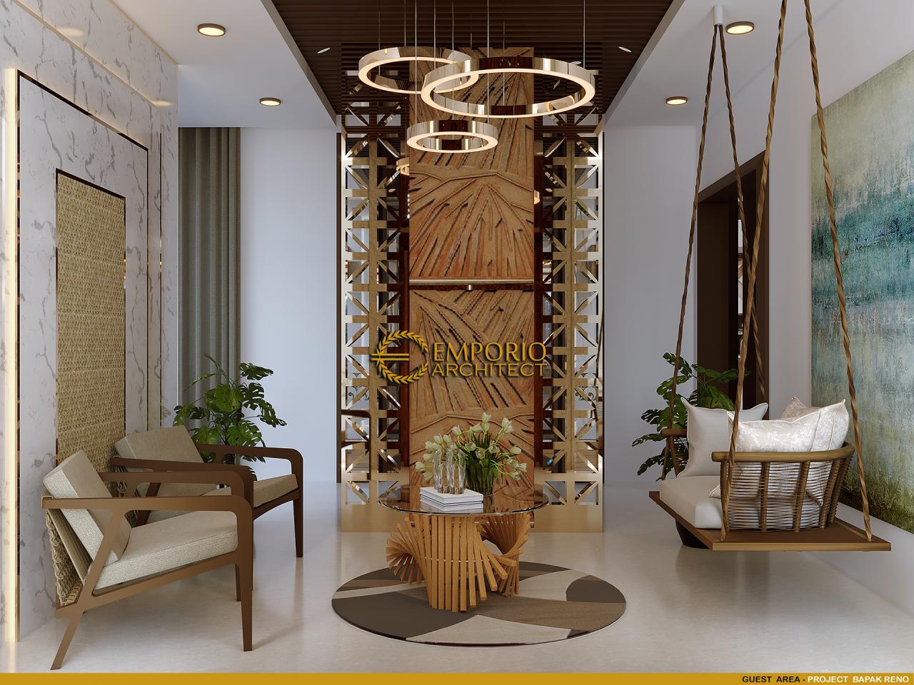 Desain Ruang Tamu Rumah Villa Bali 2 Lantai Bapak Reno di Bandung, Jawa Barat 7