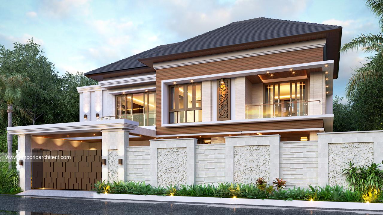 Desain Tampak Depan Dengan Pagar Rumah Villa Bali 2 Lantai Bapak Wempy
