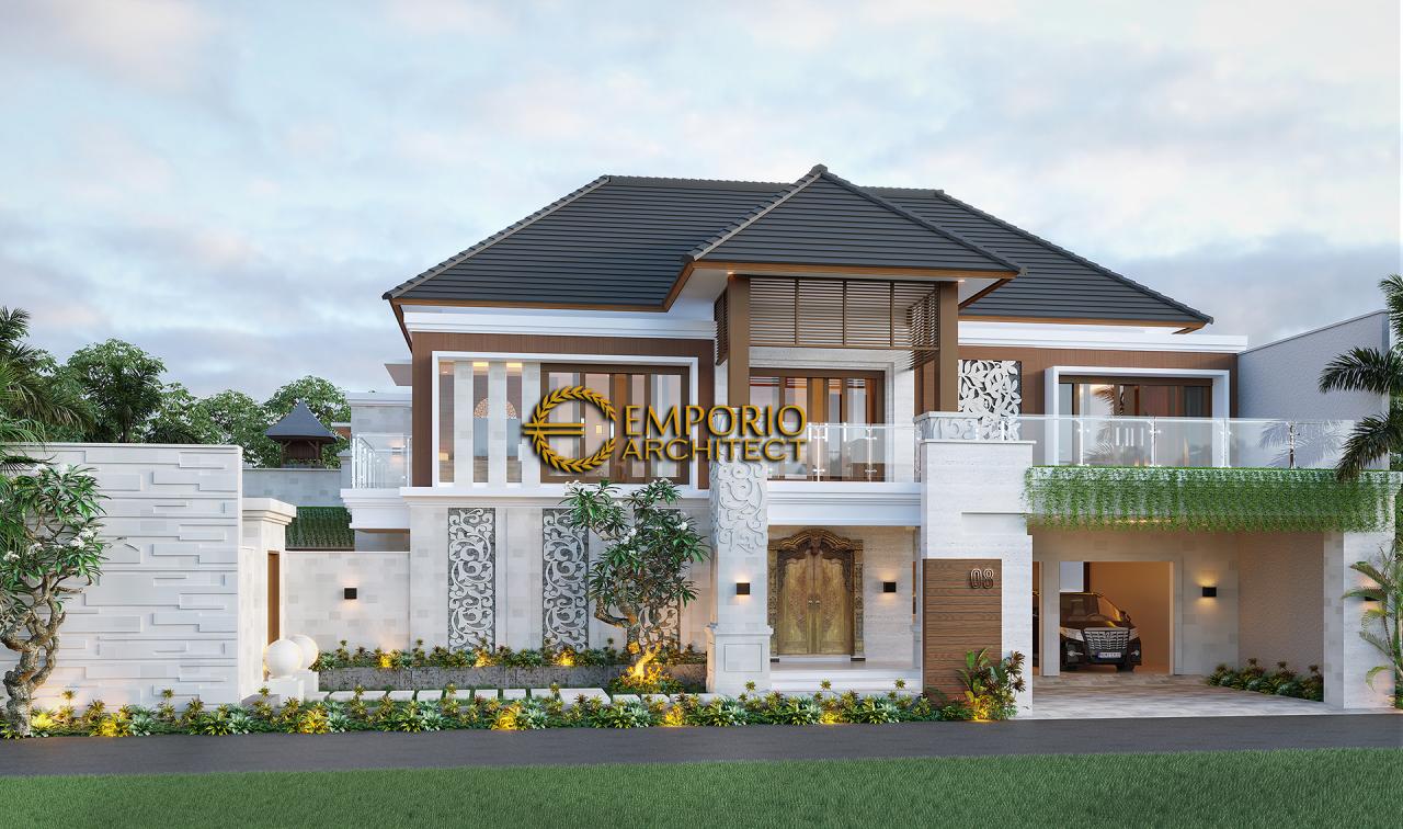 Desain Tampak Depan Tanpa Pagar Rumah Villa Bali 2 Lantai dr. Ngurah Eka di Denpasar, Bali 1