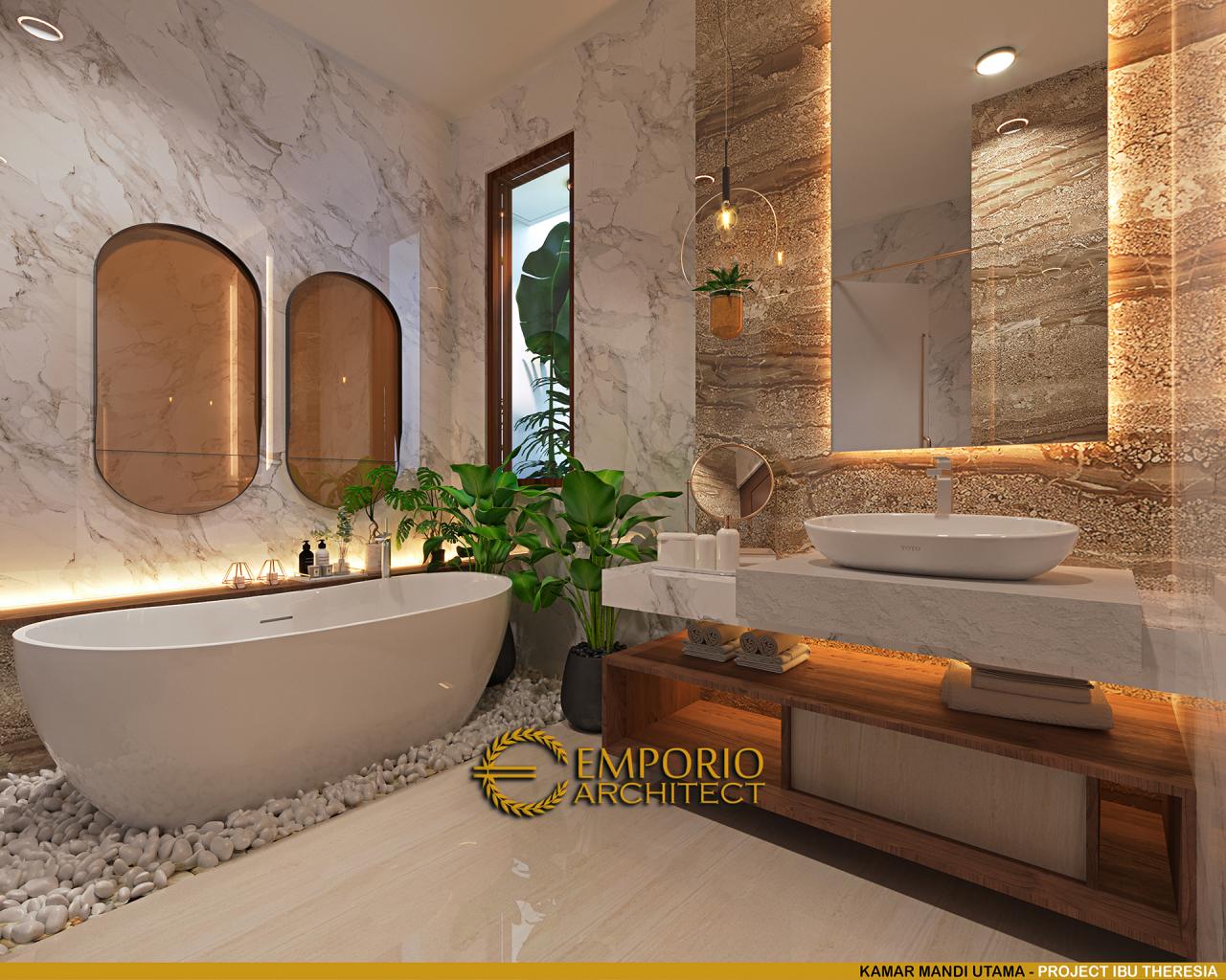 Desain Kamar Mandi Utama Rumah Villa Bali Modern 1.5 Lantai Ibu