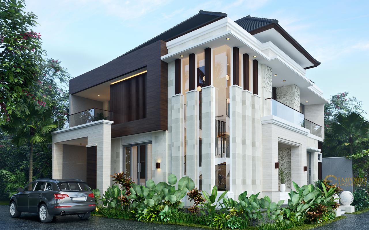 Desain Tampak Samping Rumah Villa Bali Modern 2 Lantai Ibu Emi II di Medan, Sumatera Utara 4