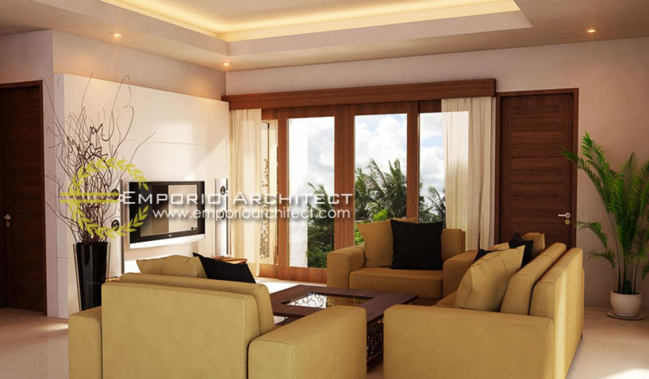 Desain Ruang Keluarga Rumah Villa Bali 2 Lantai Bapak Wahyu di Malang 3