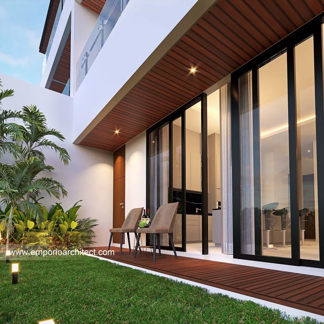 Desain Tampak Detail Belakang Townhouse Modern 3 Lantai Bapak HRN (Tipe 8x20) di Bintaro, Jakarta Selatan 27958