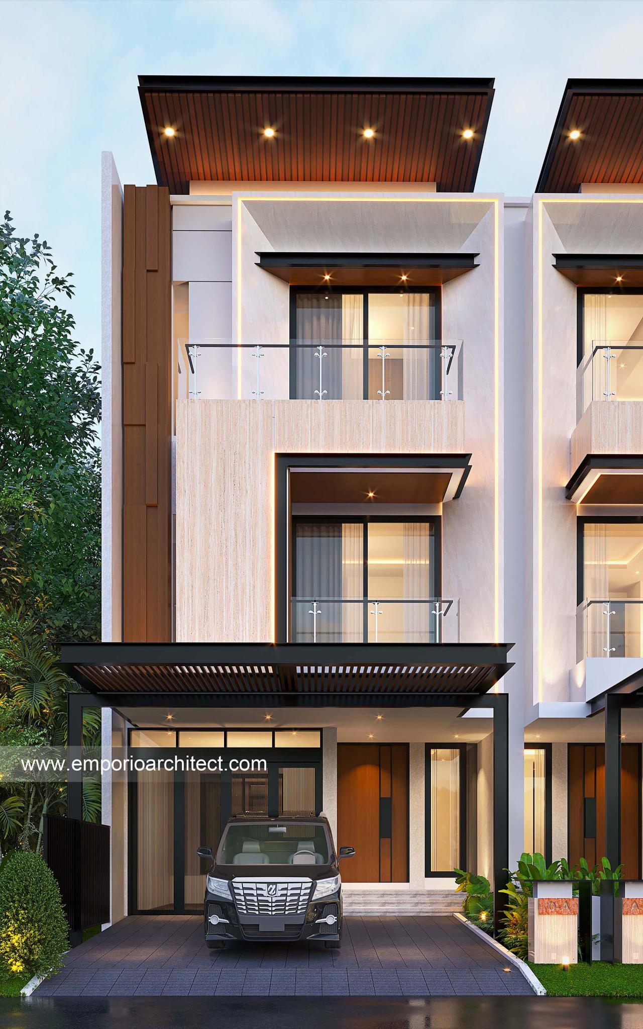 Mr. HRN 1410 (Type 7x25) Modern Townhouse 3 Floors Design Bintaro