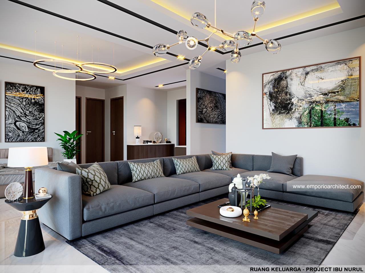 Mrs. Nurul Modern Villa 3 Floors Design - Bogor 23188 - Family Room Design