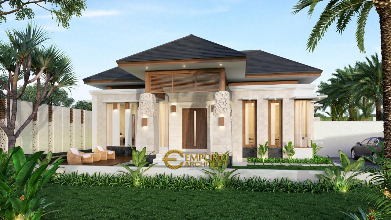 Desain Exterior Rumah Villa Bali 1 Lantai Bapak Farizal II di Aceh 1