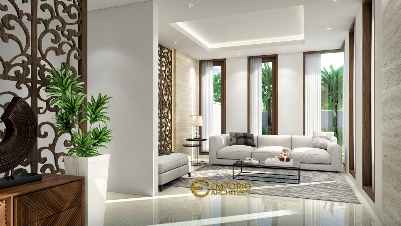 Desain Ruang Tamu Rumah Villa Bali 1 Lantai Bapak Farizal II di Aceh 2