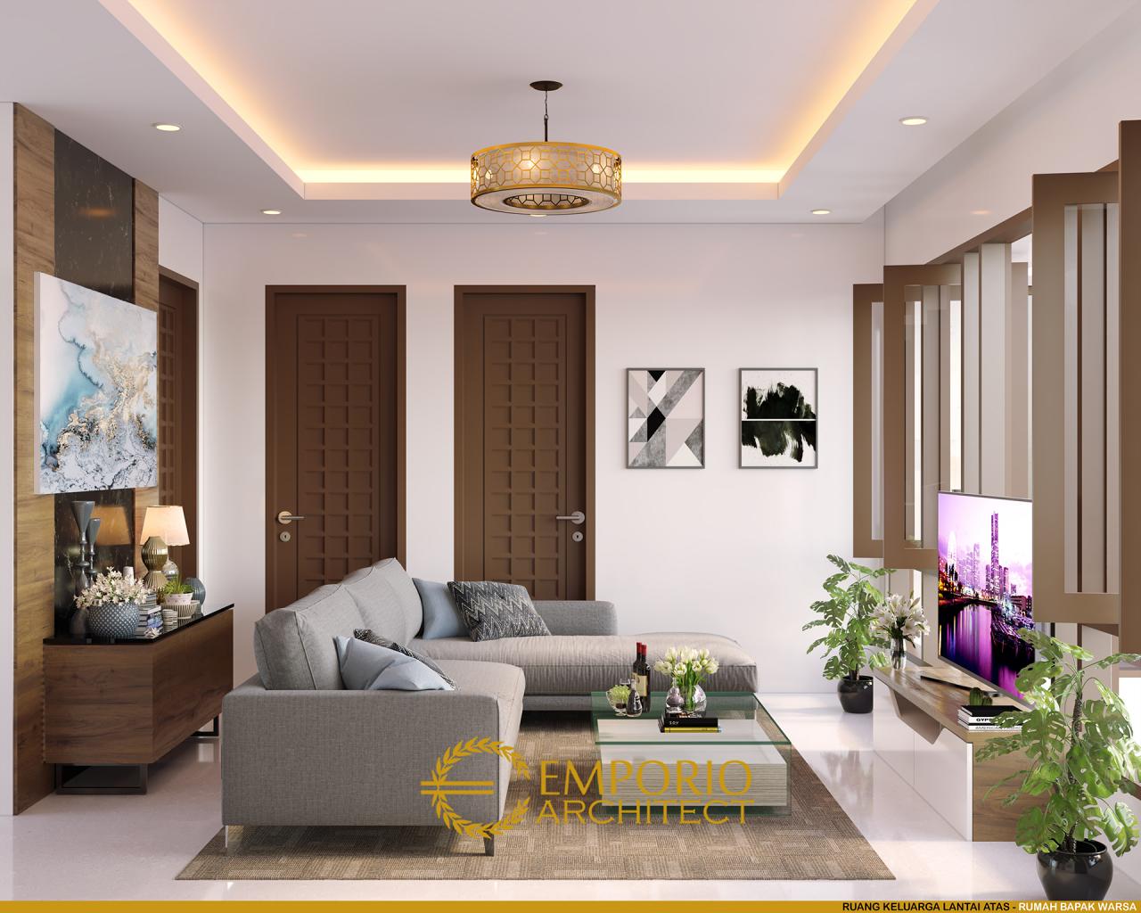 Desain Ruang Keluarga Lantai Atas Rumah Villa Bali 2 Lantai Bapak Warsa di Bandung 5