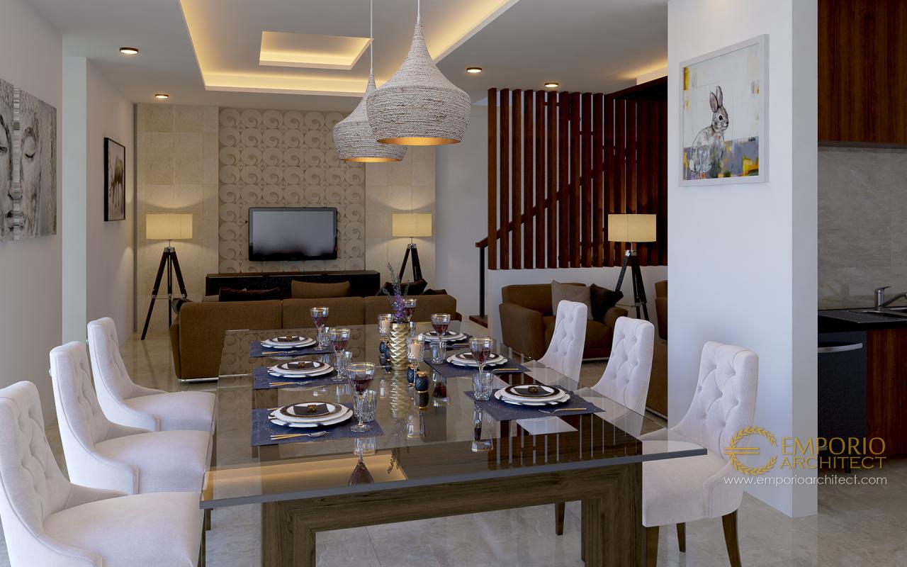 Desain Ruang Makan dan Ruang Keluarga Rumah Villa Bali 2 Lantai Beverly Park Type A38 di Batam 3