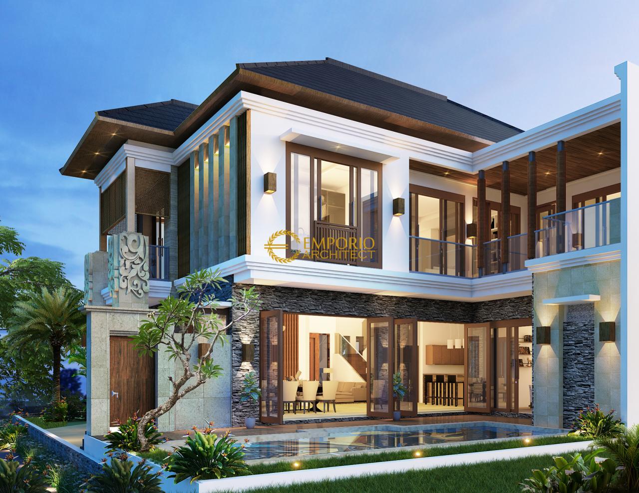 Desain Rumah Villa Bali 2 Lantai Ibu Ponky di Bekasi 2