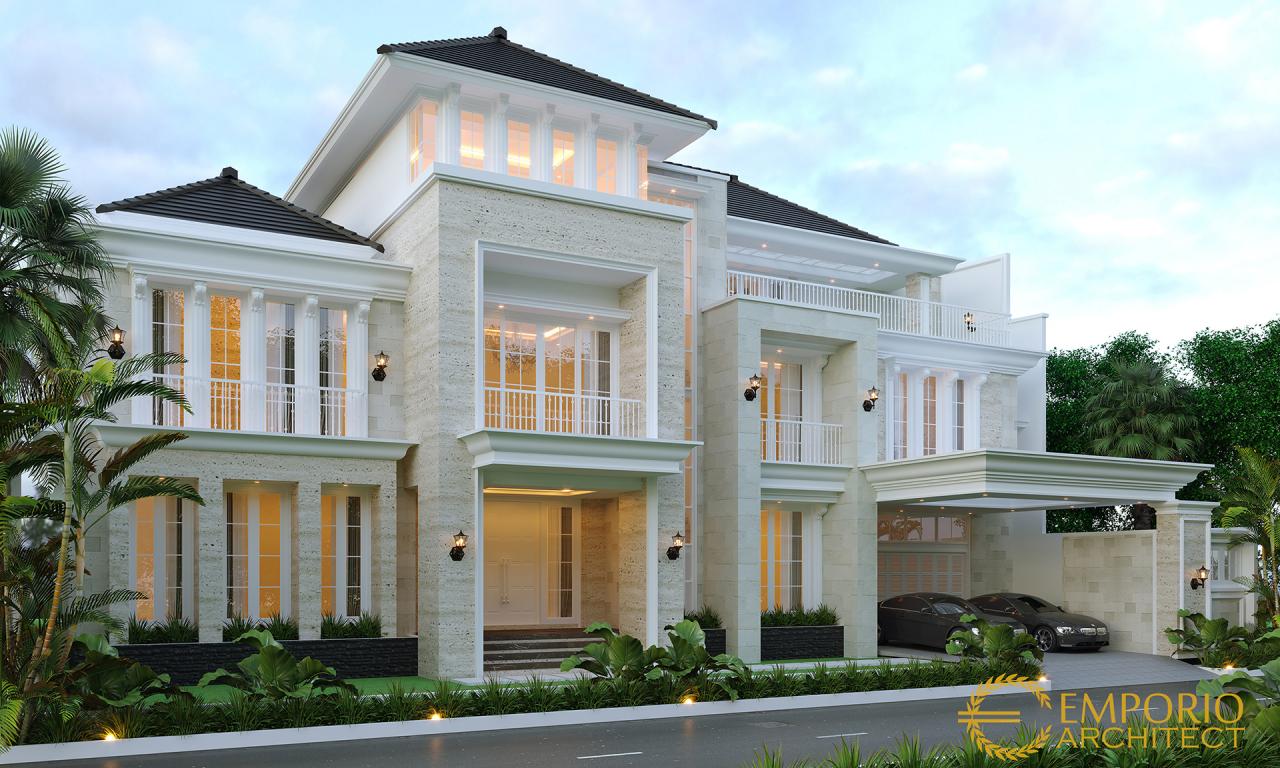 Desain Tampak Depan Rumah Classic 3 Lantai Bapak Binsar di Bekasi, Jawa Barat 1