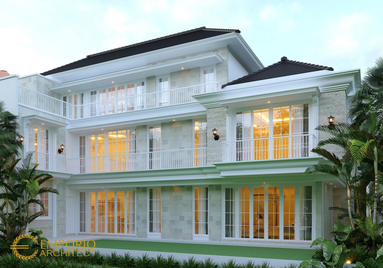 Desain Tampak Belakang Rumah Classic 3 Lantai Bapak Binsar di Bekasi, Jawa Barat 2