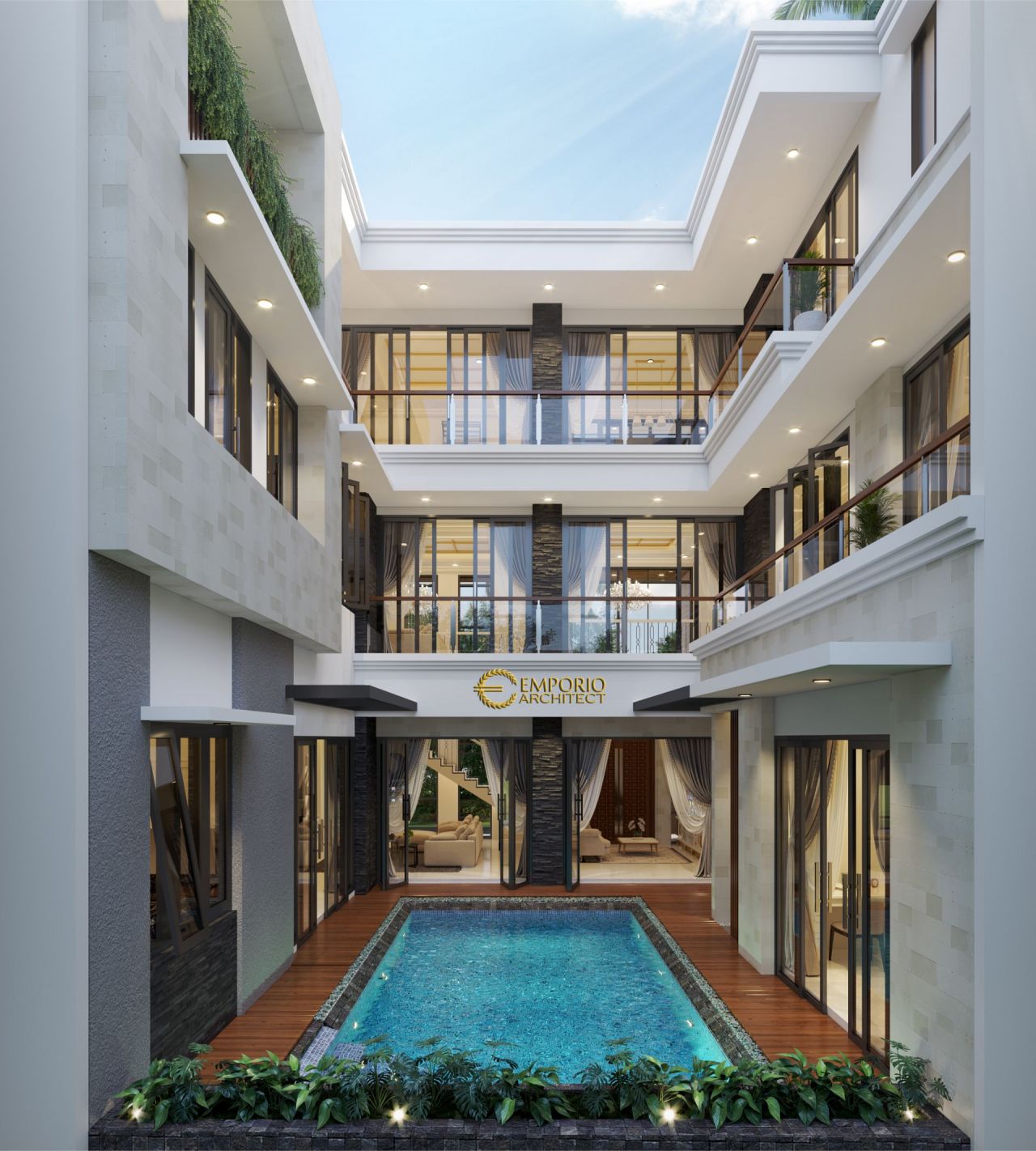 Desain Rumah Hook Modern 3 Lantai Bapak Teddy di Bekasi, Jawa Barat