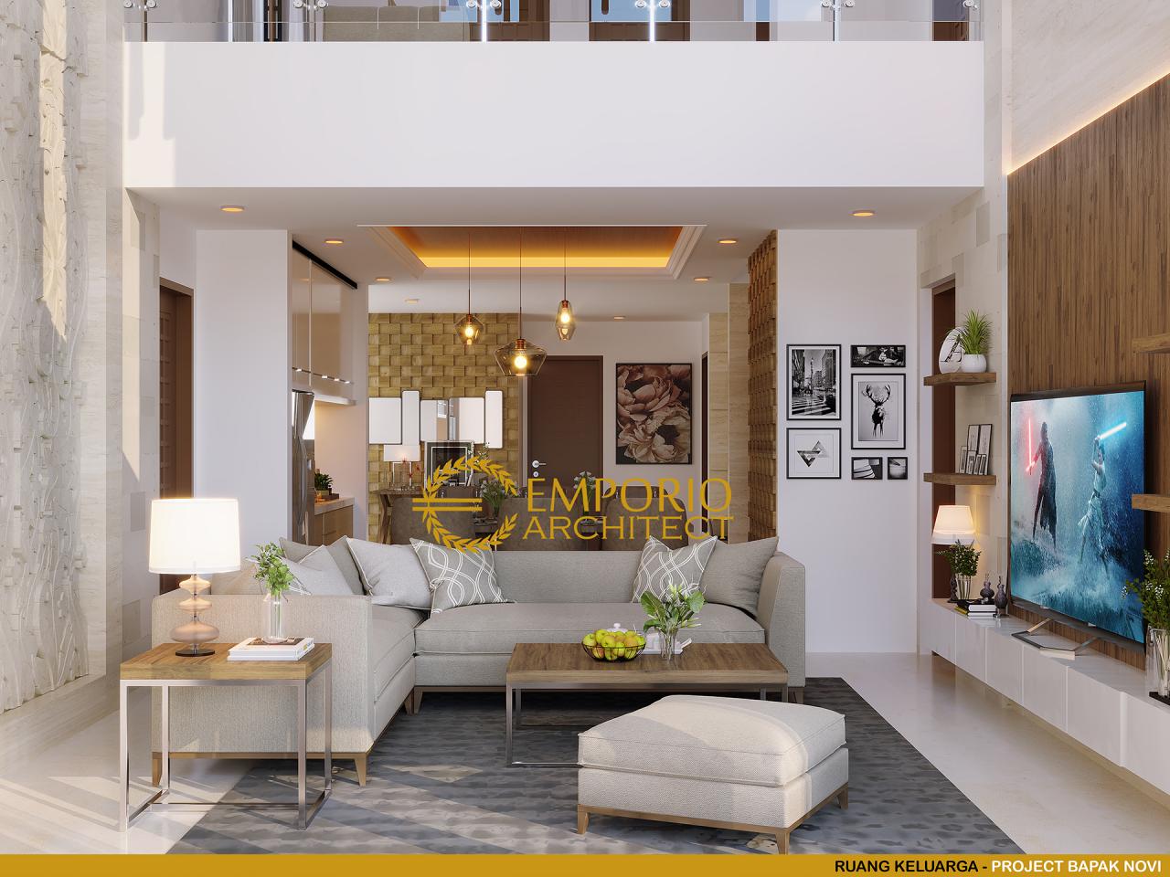 Desain Ruang Keluarga Rumah Villa Bali 2 Lantai Bapak Novi di Bekasi, Jawa Barat 4