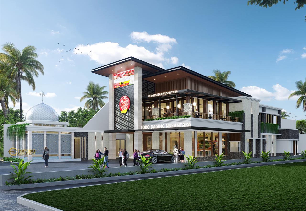 Desain Tampak Samping Toko Daging dan Kedai Steak Modern 2 Lantai Suri Nusantara di Bekasi, Jawa Barat 3