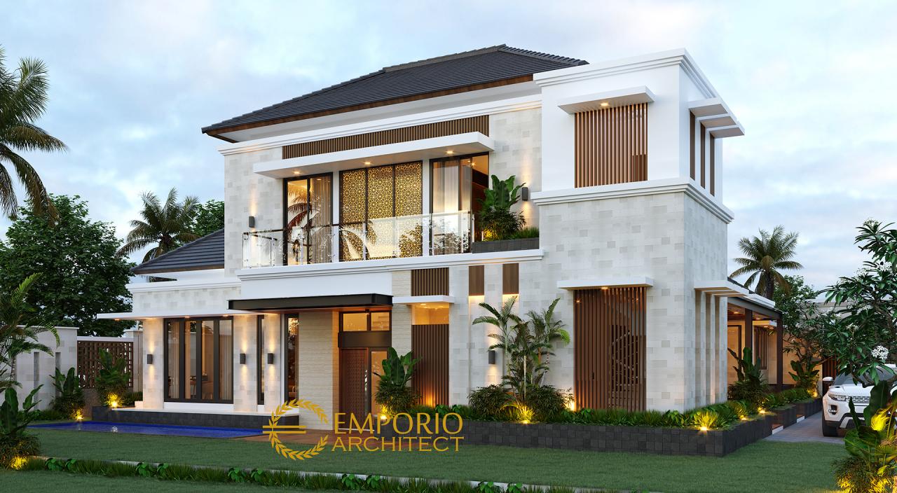 Desain Tampak Belakang Rumah Villa Bali 2 Lantai Bapak Fauzal di Bireuen, Aceh 3