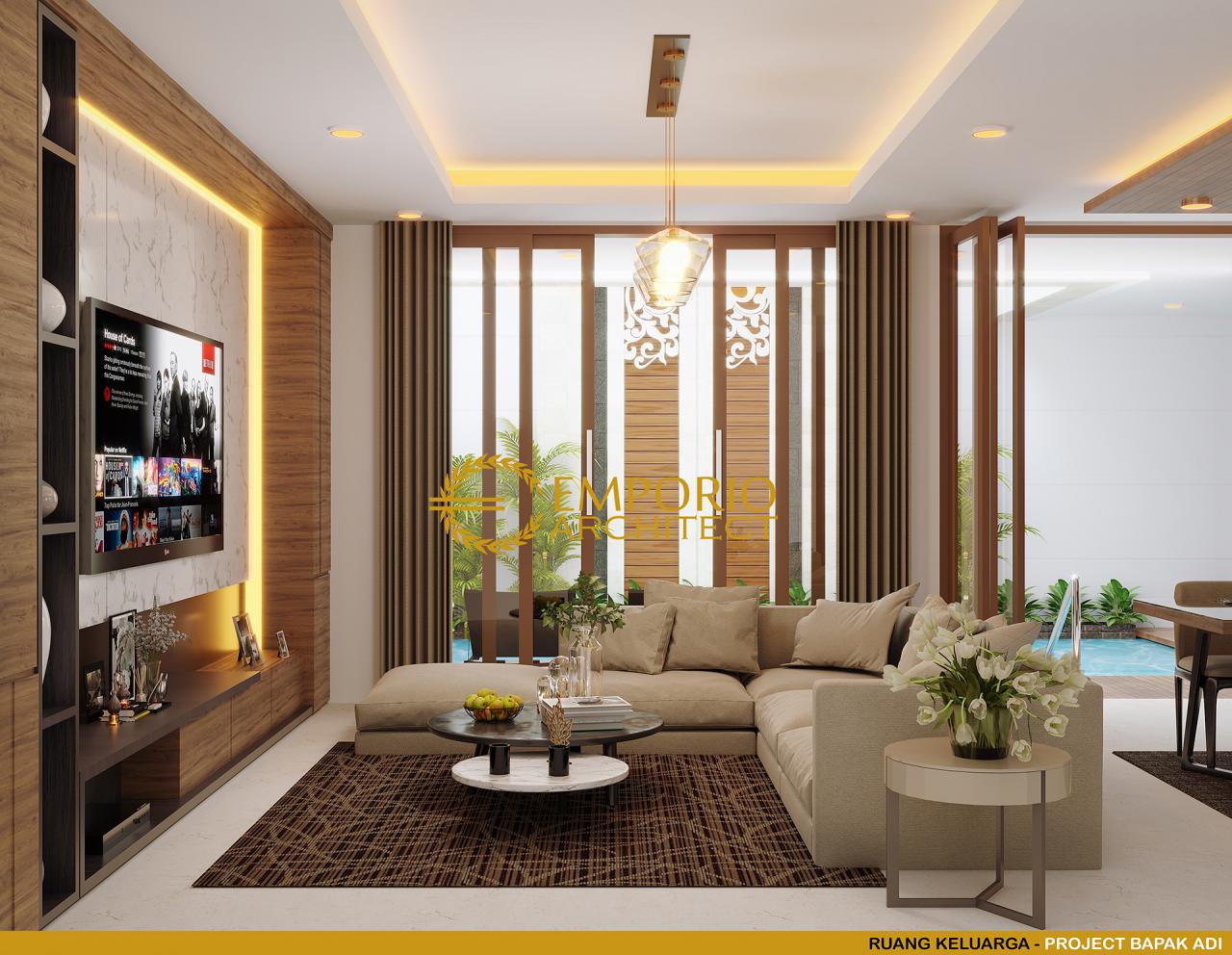 Desain Ruang Keluarga Rumah Modern 2 Lantai Bapak Adi di Bogor, Jawa Barat 4