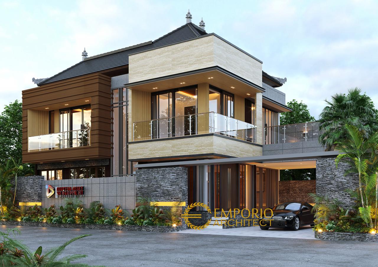 Desain Tampak Depan Kantor dan Rumah Modern 2 Lantai Bapak Didik Firmansyah di Buleleng, Bali 1