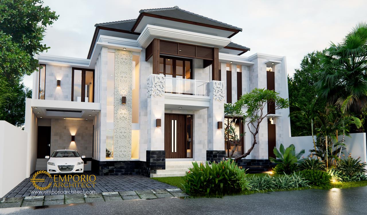 Desain Tampak Depan Rumah Villa Bali 2 Lantai Bapak Andi di Cikarang, Bekasi 1