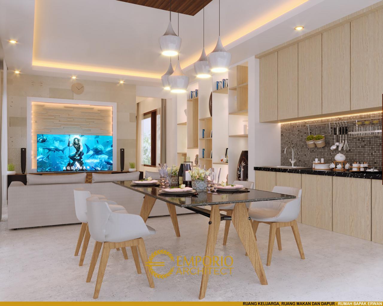 Desain Ruang Keluarga, Ruang Makan, dan Dapur Rumah Villa Bali 3 Lantai Bapak Erwan di Denpasar, Bali 4