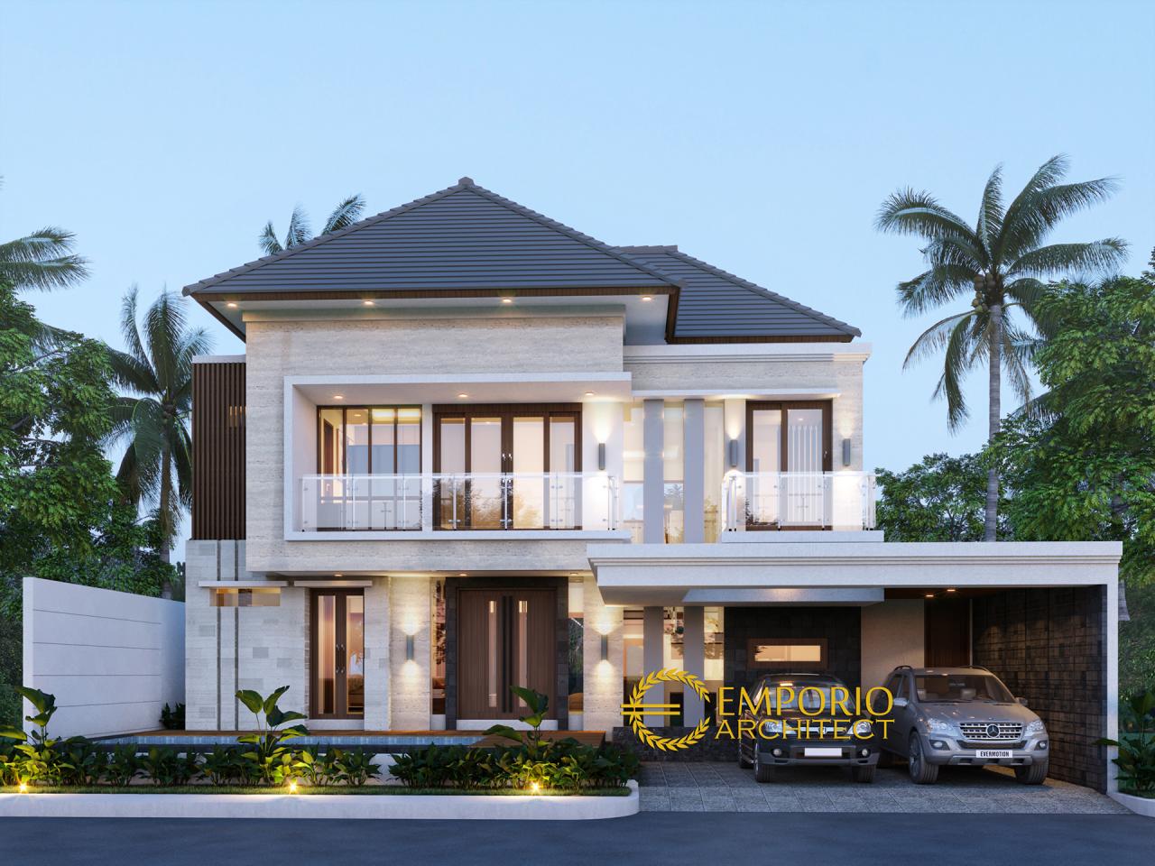 Desain Tampak Depan Rumah Modern 2 Lantai Ibu Eta di Denpasar, Bali 1