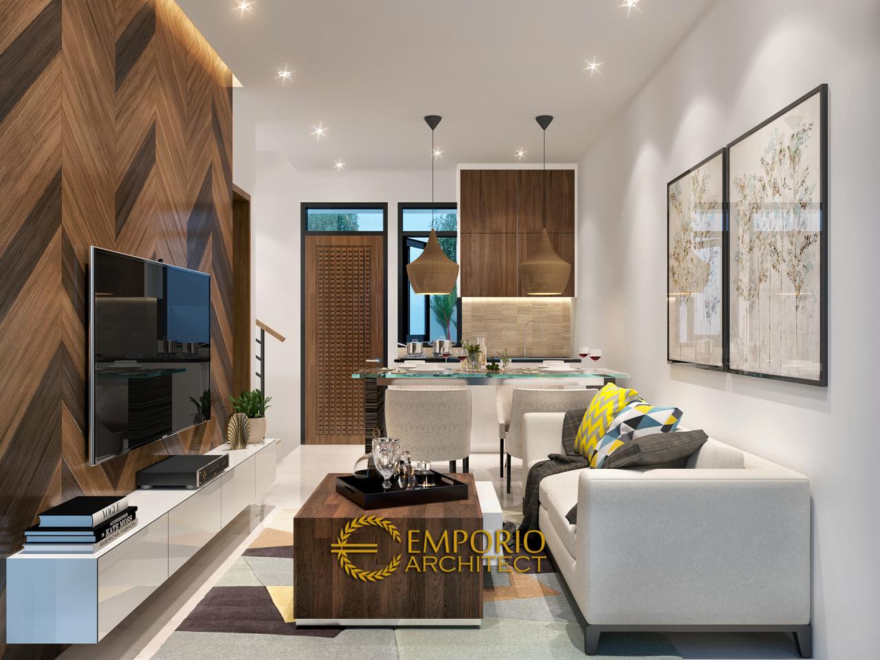 Desain Ruang Keluarga 1 Perumahan Modern 2 Lantai Green Bamboo Terrace di Tajur, Bogor, Jawa Barat 7
