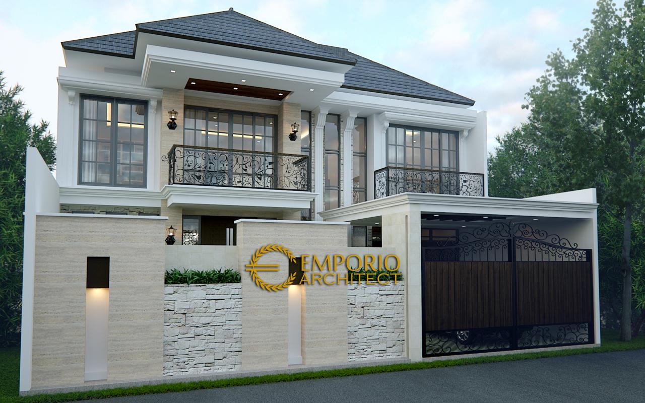 Desain Tampak Depan Rumah Classic 2 Lantai Bapak Adi di Jagakarsa, Jakarta Selatan 1