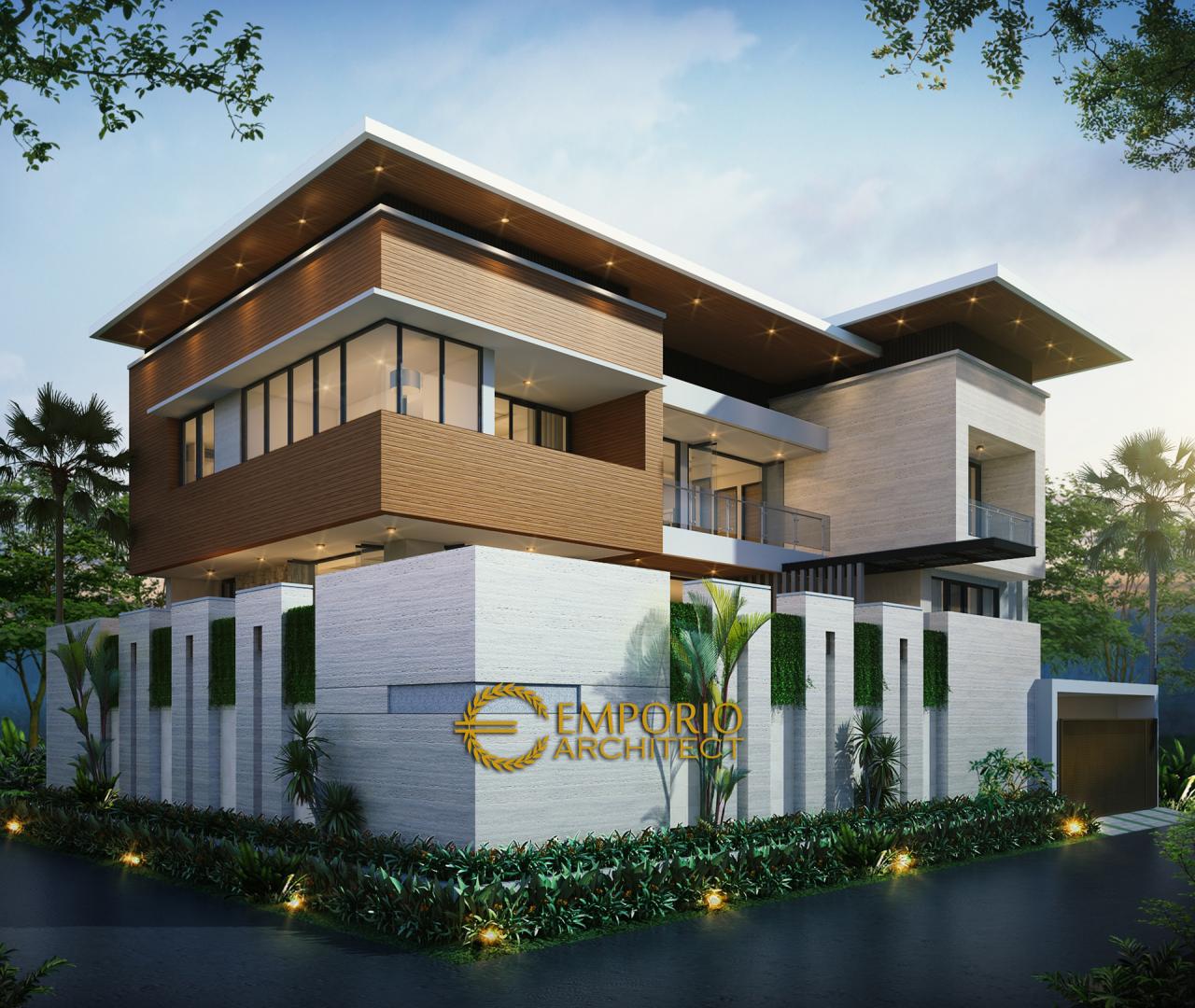 Desain Tampak Samping Rumah Modern 2 Lantai Bapak Alex II di Jakarta 1