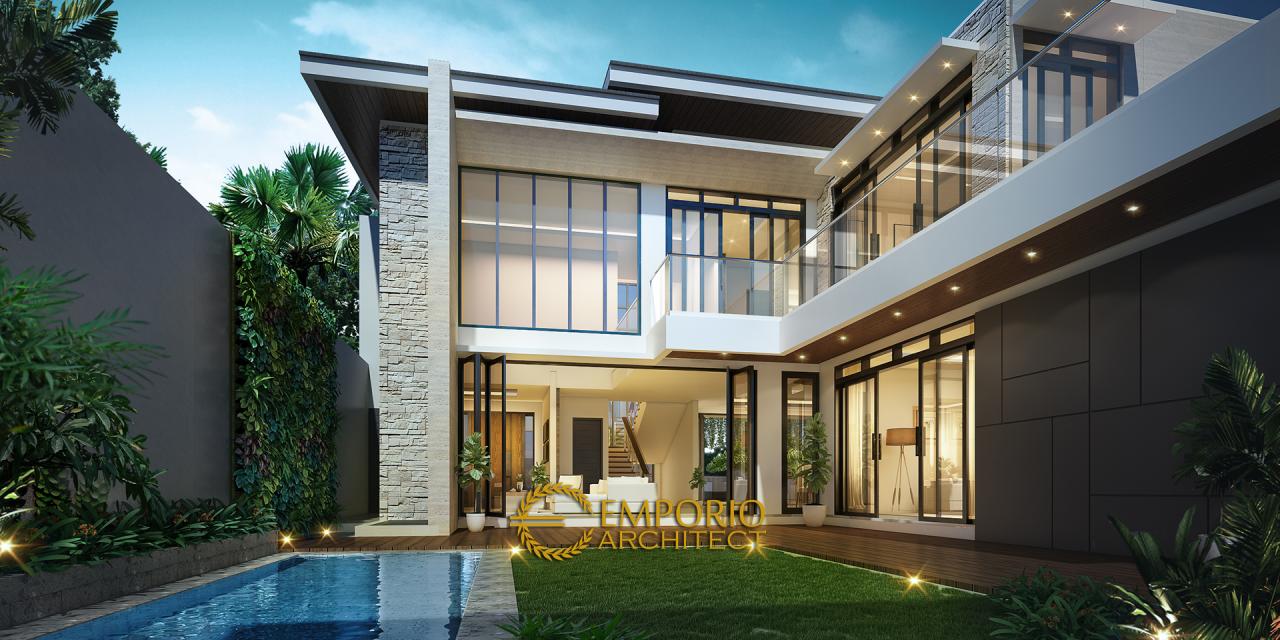 Desain Tampak Belakang Rumah Modern 3 Lantai Bapak Andry di Bandung 2
