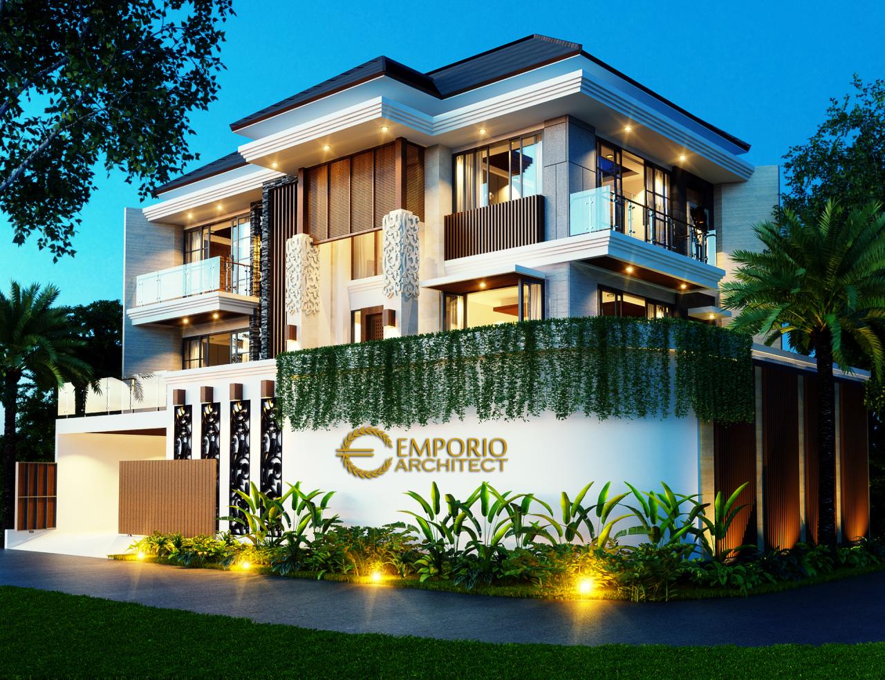 Desain Exterior Rumah Hook Villa Bali 3 Lantai Bapak Budiman di Jakarta Barat 1