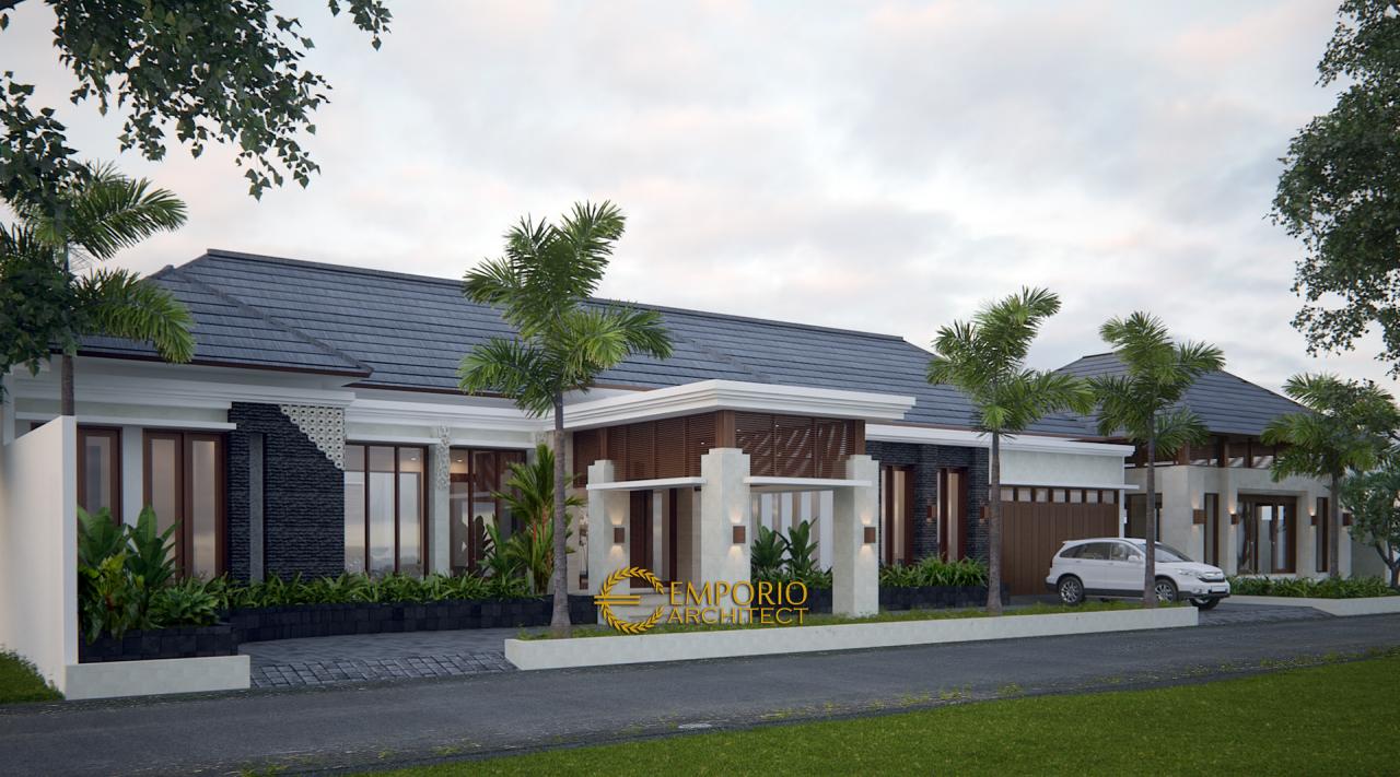 Desain Tampak Depan 1 Rumah Hook Villa Bali 1 Lantai Bapak Cicip di Tasikmalaya, Jawa Barat 1