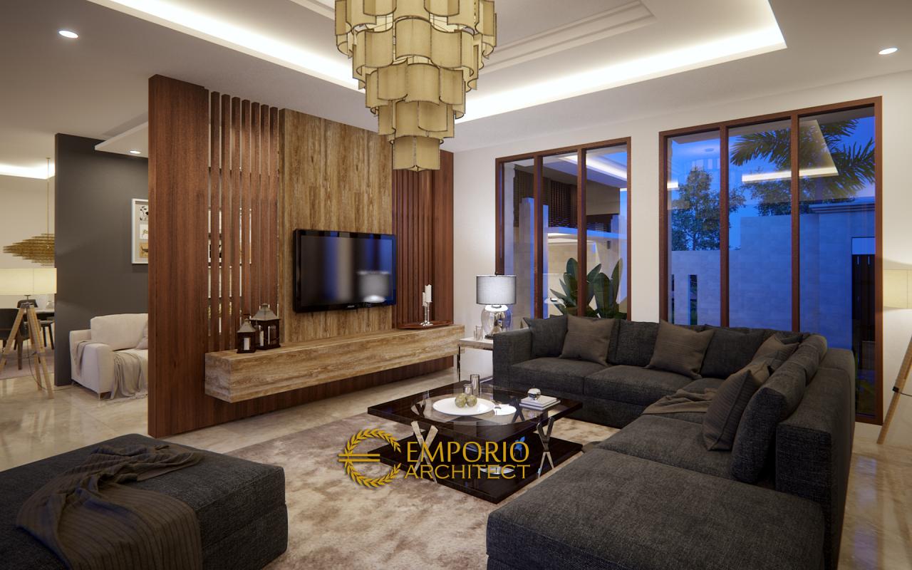 Desain Ruang Keluarga Rumah Hook Villa Bali 1 Lantai Bapak Cicip di Tasikmalaya, Jawa Barat 3