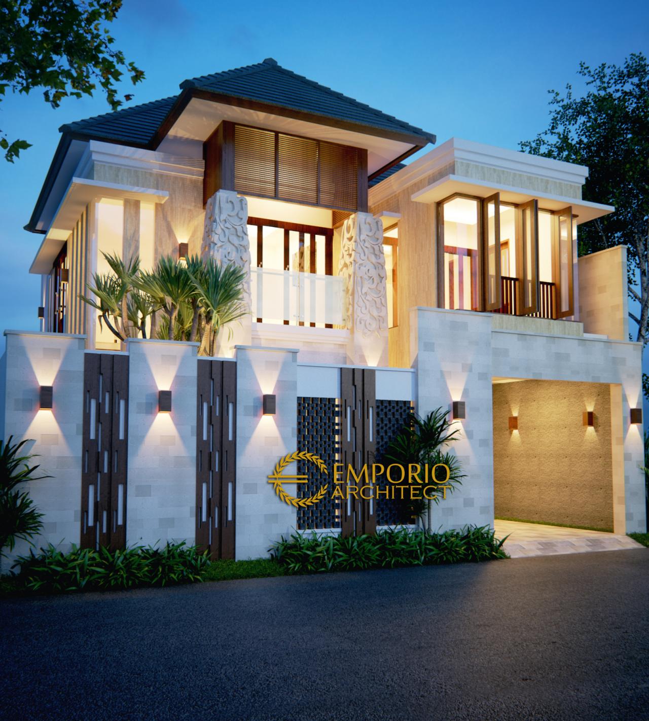 Desain Tampak Depan Rumah Villa Bali 2 Lantai Bapak Donald di Papua 1