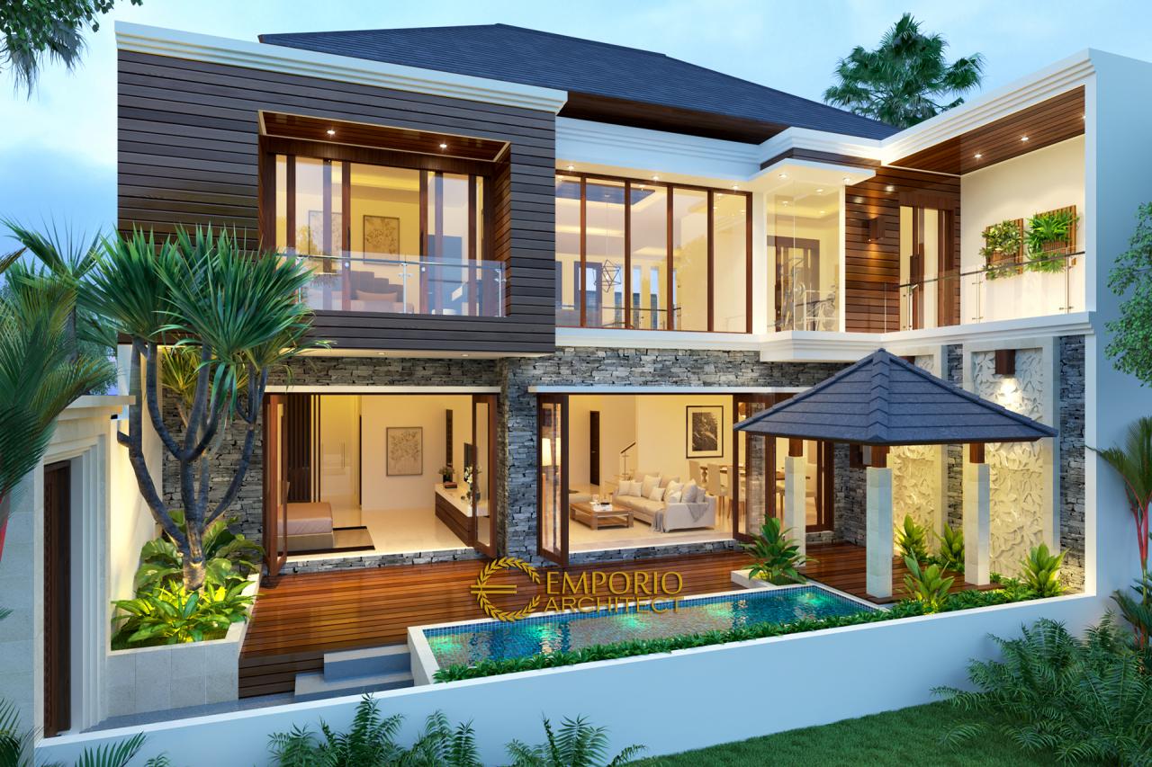 Desain Rumah Villa Bali 1 Lantai Bapak Doni di Bogor