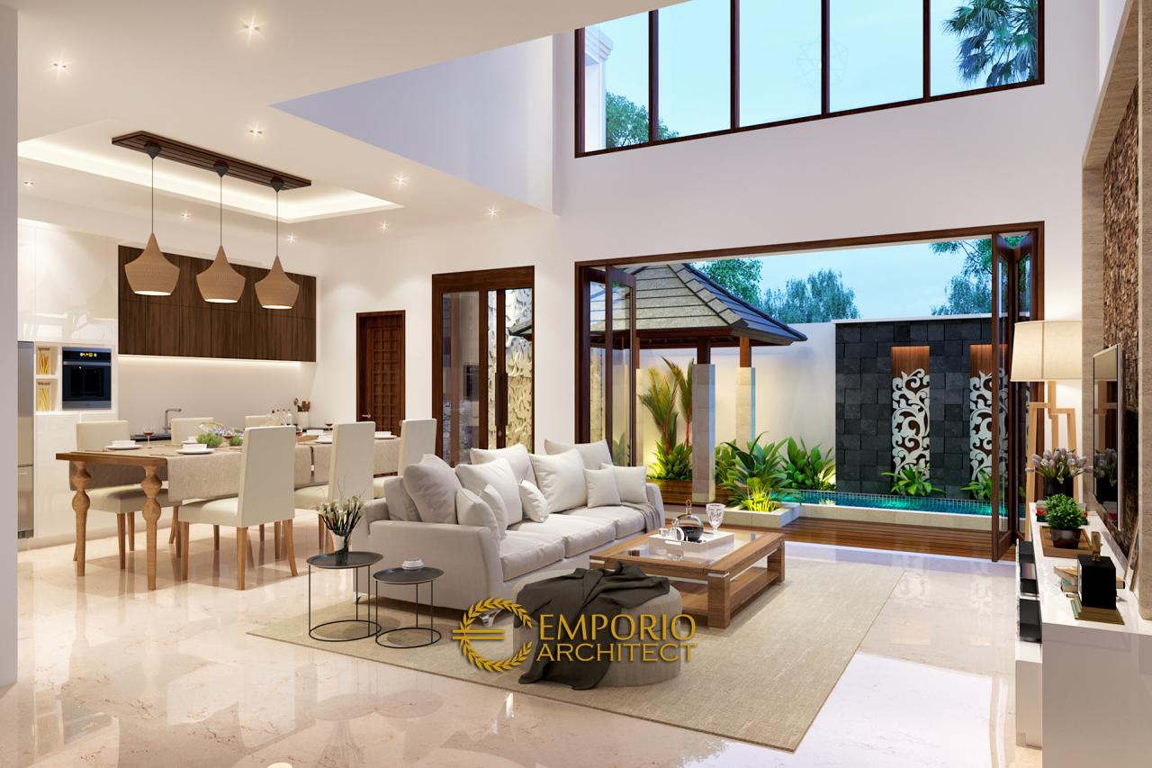 Desain Ruang Keluarga dan Ruang Makan Tanpa Pagar Rumah Villa Bali 1 Lantai Bapak Doni di Bogor 4