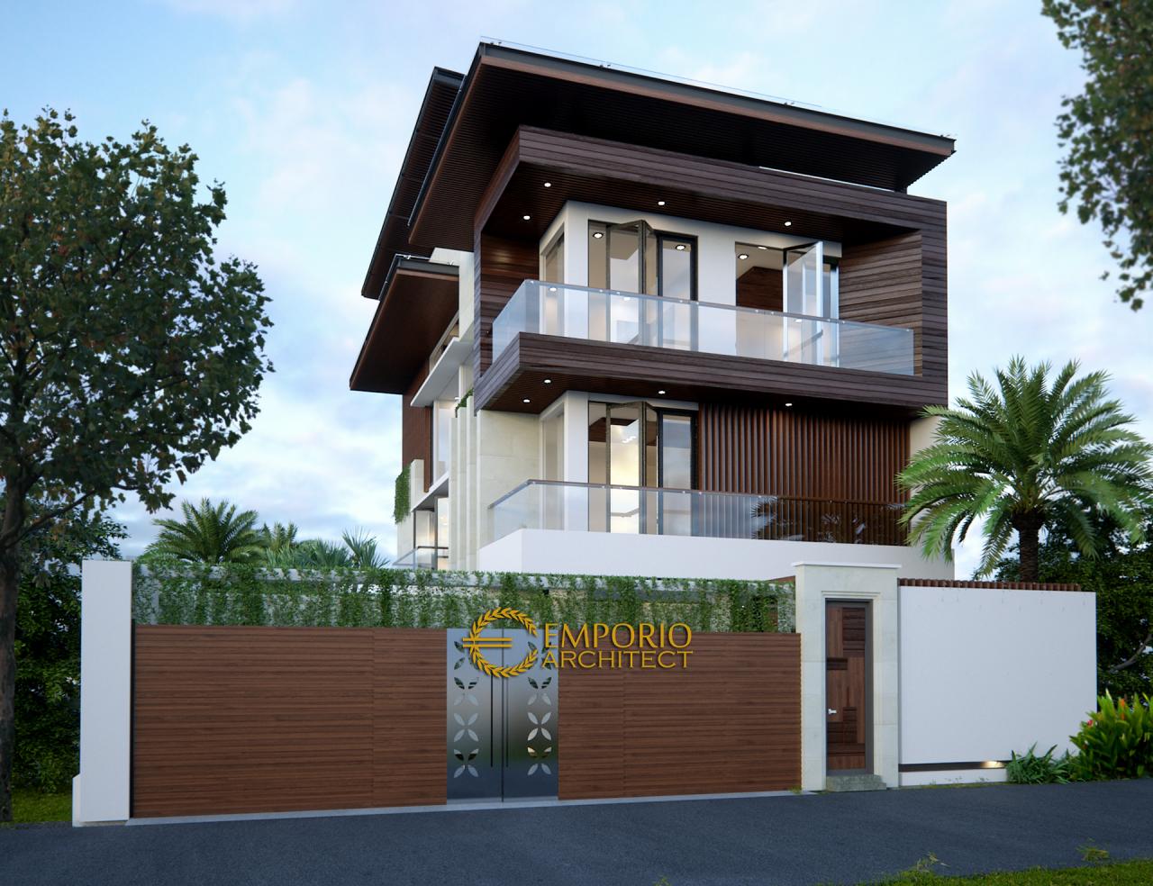 Desain Tampak Depan Rumah Modern 3 Lantai Bapak Edy di Jakarta Barat 1