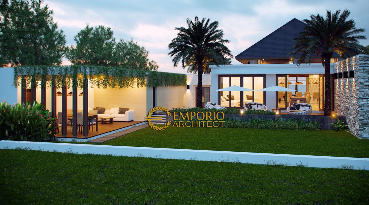 Desain Tampak Belakang Rumah Villa Bali 1 Lantai Bapak Farizal di Aceh 2