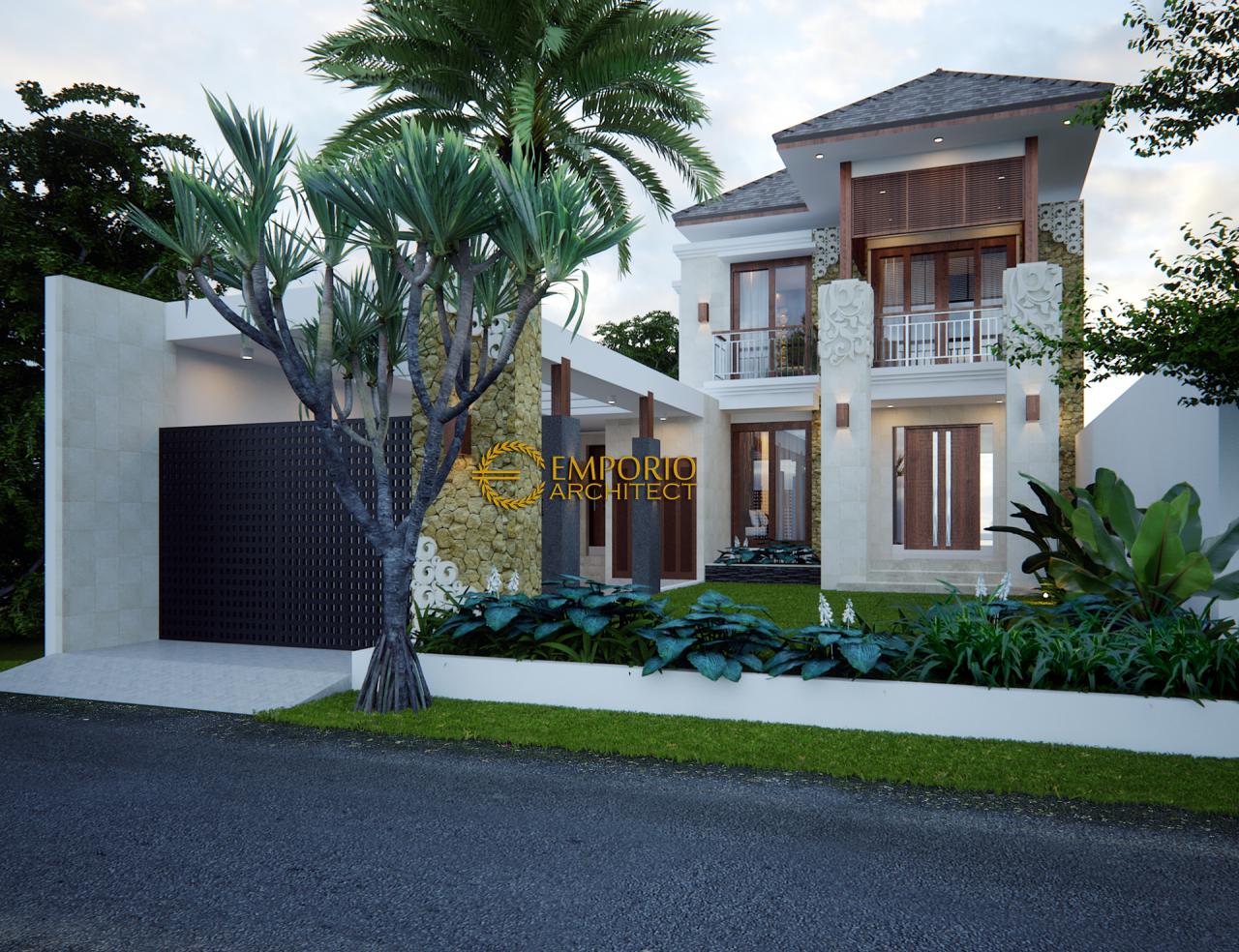 Desain Tampak Depan 1 Rumah Villa Bali 2 Lantai Bapak Ian di Jakarta 1