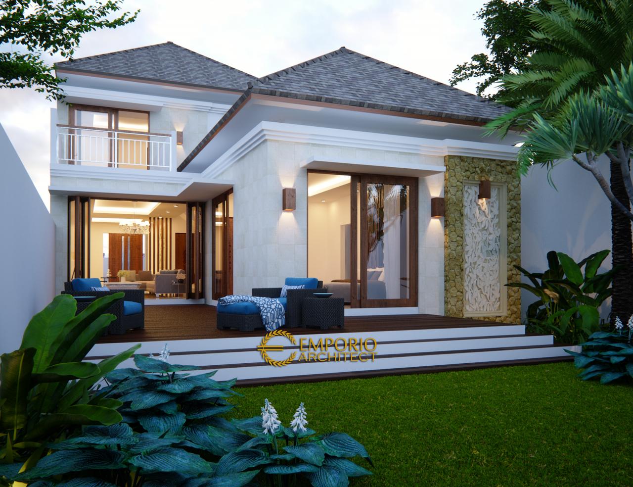 Desain Tampak Depan 2 Rumah Villa Bali 2 Lantai Bapak Ian di Jakarta 2