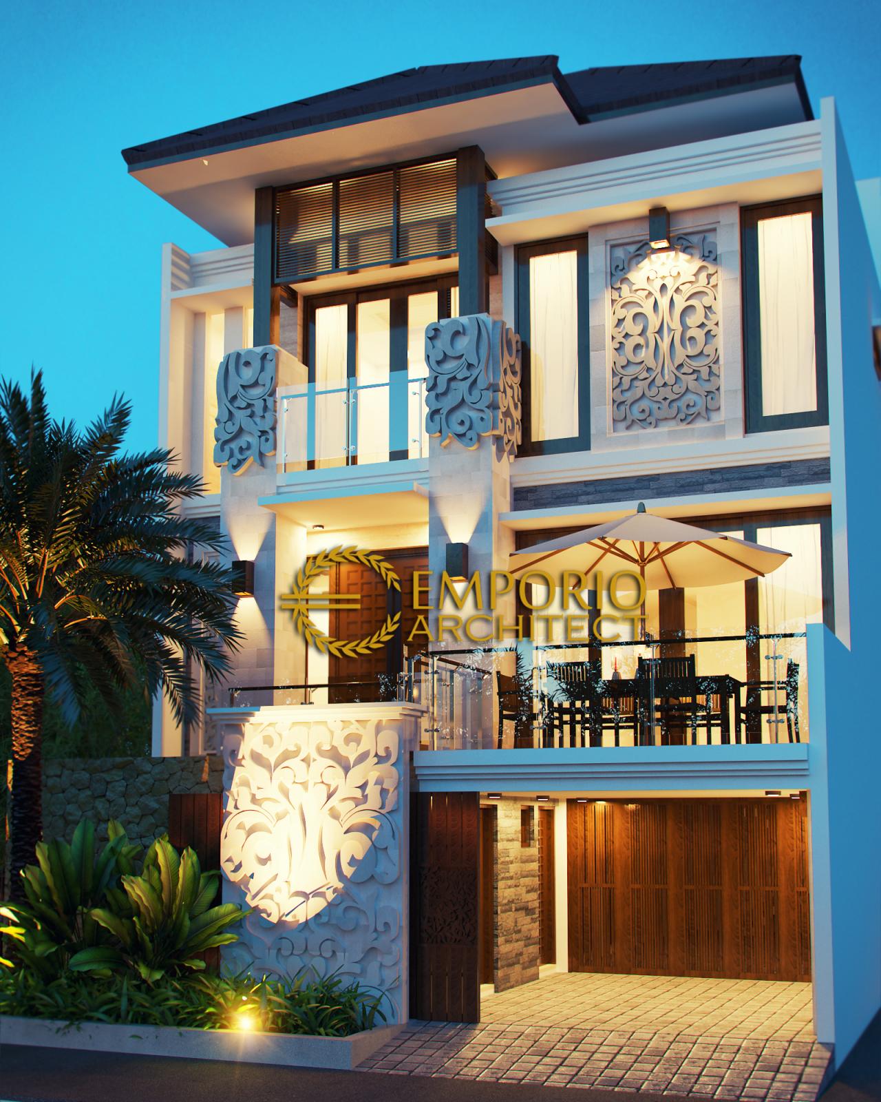 Desain Exterior Rumah Villa Bali 3 Lantai Bapak Joko di Jakarta 1
