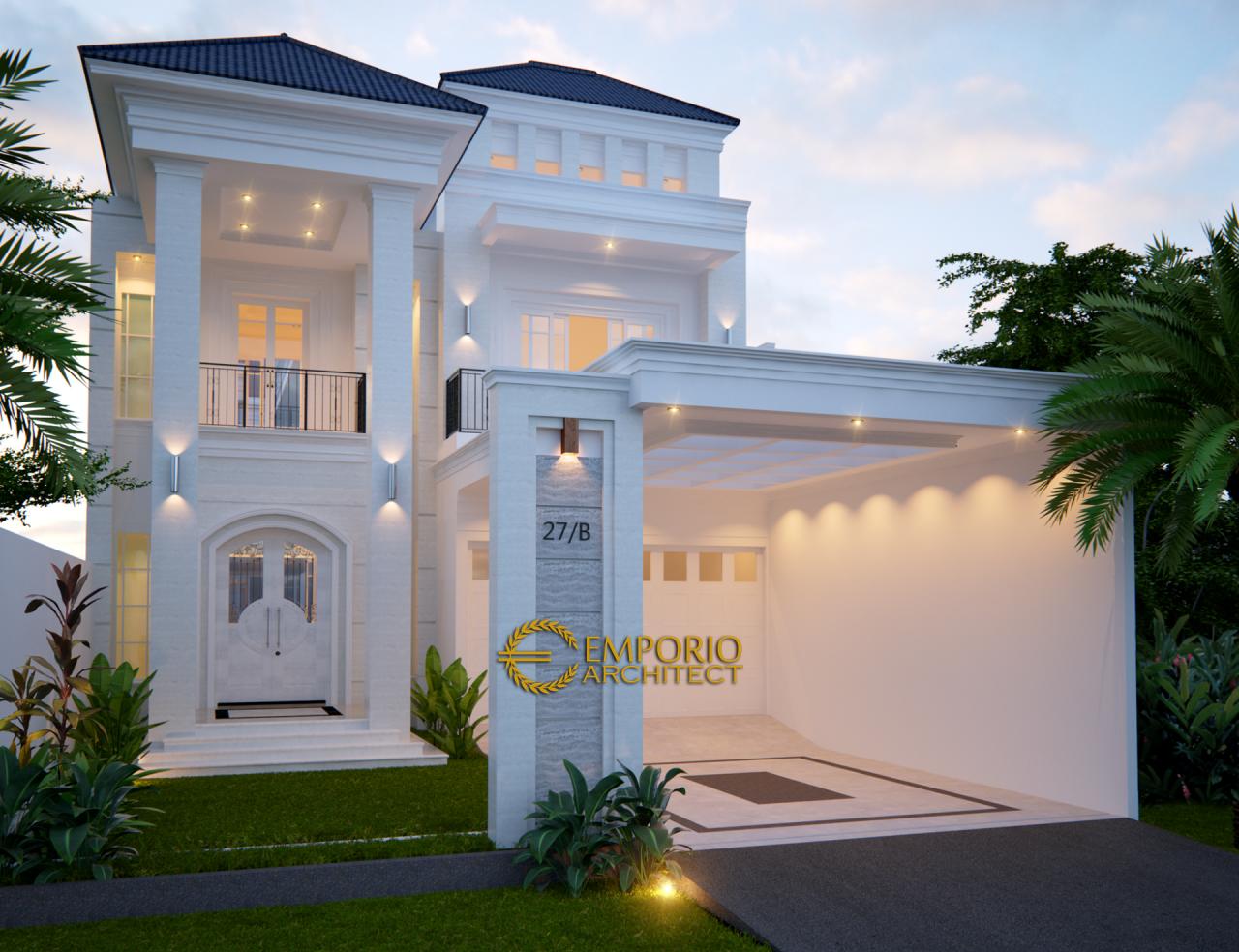 Desain Tampak Depan Rumah Classic 2 Lantai Ibu NA di Jakarta 1