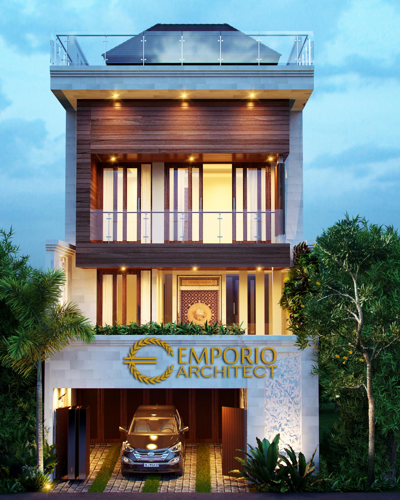 Desain Exterior 2 Rumah Villa Bali 3 Lantai Bapak Noga di Jakarta 2