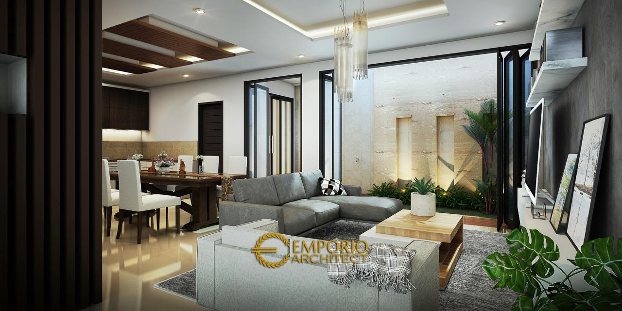 Desain Ruang Keluarga dan Ruang Makan Rumah Modern 3 Lantai Bapak Riyanto di Bogor 3