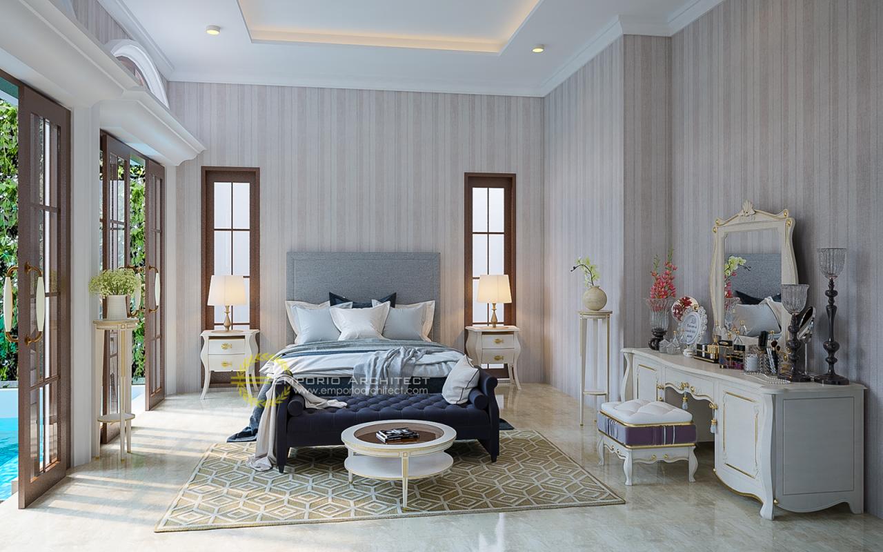 Desain Kamar Tidur 1 Rumah Mediteran 3 Lantai Bapak Sanjay di Pejaten, Jakarta Selatan 5