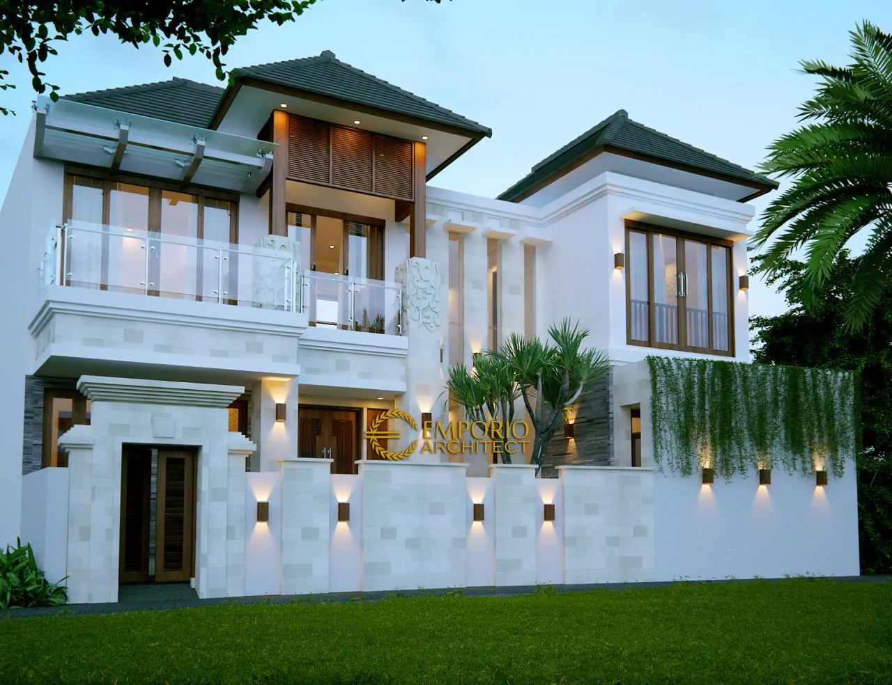 Desain Tampak Depan Rumah Villa Bali 2 Lantai Bapak Yien di Karangasem, Bali 10867